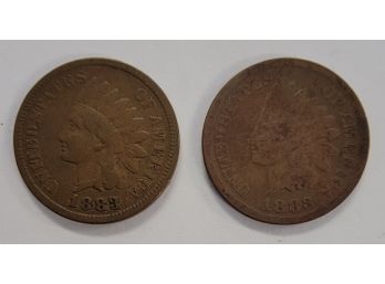 1883 Indian Head Pennies (Lot Of 2)