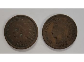 1889 Indian Head Pennies (Lot Of 2)