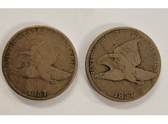 1857 Flying Eagle Pennies (lot Of 2)