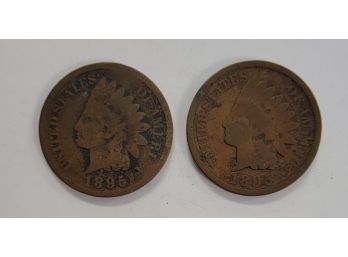 1895 Indian Head Pennies (lot Of 2)