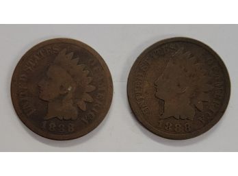 1888 Indian Head Pennies (Lot Of 2)