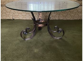 Mid Century Wrought Iron And Glass Cocktail Table