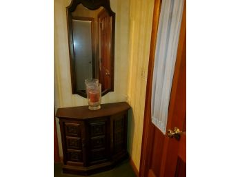Solid Wood Mirror And Storage Cabinet