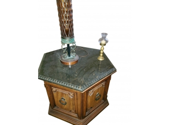 Lovely Marble Top End Table With Storage Cabinet