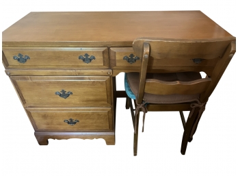 Colonial Style Maple Desk And Chair