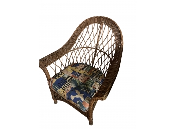 Vintage Wicker Chair With Cushion