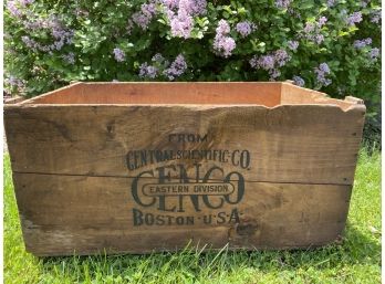 Antique Advertising Shipping Crate Central Scientific Co. CENCO Boston USA 24' X 16' X 16' D 12' Height