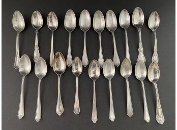 Antique Lot Of 18 Sterling Silver Spoons  Assorted Patterns And Dates  Weight Approximately 12.9 Ounces