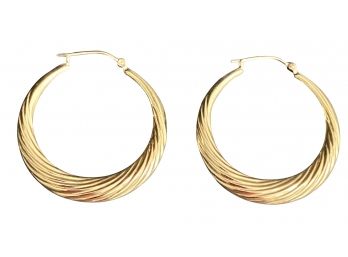14K Yellow Gold Hoop Earrings  1.5' Length 3 Grams Weight Acid Tested & Marked
