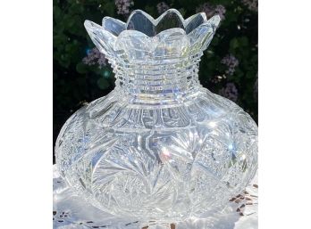 FABULOUS American Brilliant Cut Glass Squat Vase 7' Tall X 8-1/4' Wide At Base (read Description)