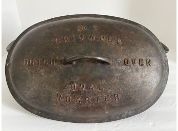 Griswold #5 Cast Iron Dutch Oven/oval Roaster Complete With Matching Trivet And Lid *UNRESTORED*