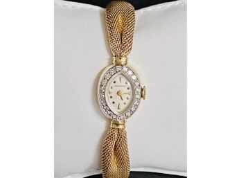 Stunning Vintage Ladies Concord 14K Gold Mesh Watch With Diamonds Tested And Working 22 Grams Weight