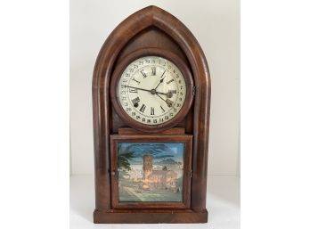 Late 1800's 8-Day Beehive Shelf Clock Terry & Andrews Of Bristol, CT. Reverse Painting, Working & Chimes!