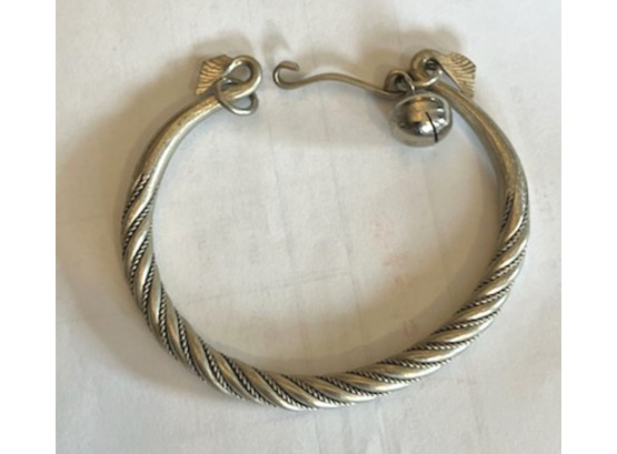 Silver Cuff With A Single Bell
