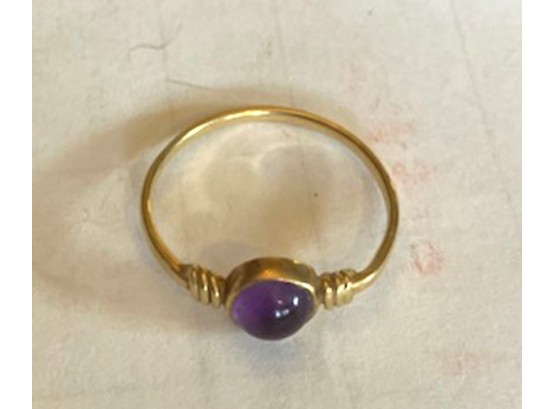 Old Unmarked Gold Ring With Puple Stone