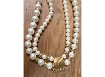Honey Of A Double Strand Pearl LIke Beads With Gold Accents