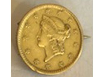 Small Gold U.S. Coin Made Into A Pin