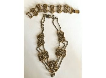 Gold Tone Necklace & Matching Bracelet
