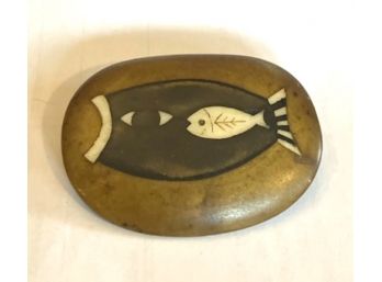 Unusual Eyeglass Shape Pin With FISH DESIGN