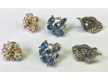 THREE Pairs Of Great Earrings, Two Are Screw Back & One Is Signed LISNER