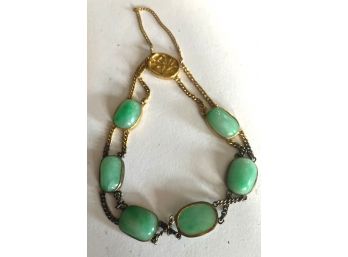 Small Chinese Jade? Bracelet Set In Gold?