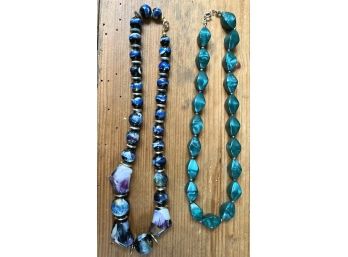 TWO Wonderful NECKLACES,  Greens & & Blues