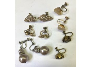 FIVE PAIRS OF EARRINGS, All Screw Back, All Vintage