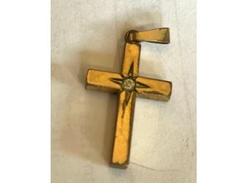 Small Gold Cross WithDiamond Chip