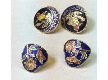 TWO MPAIR OF CLOISONNE EARRINGS, Clip On