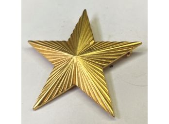 5 Star Gold Tone Pin, A Bit Over 2 1/4' Tall