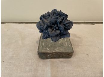 Blue Floral Top Glass Press Or Decorative Object