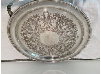 Silver Plated Etched Serving Platter Or Plate