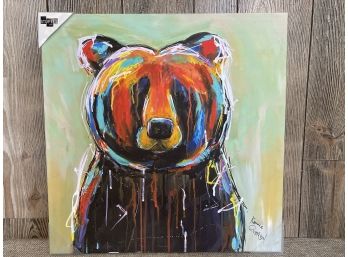 Stupell Home Decor, Large Canvas Print Of A Colorful Bear, 21.5x21.5 Inches