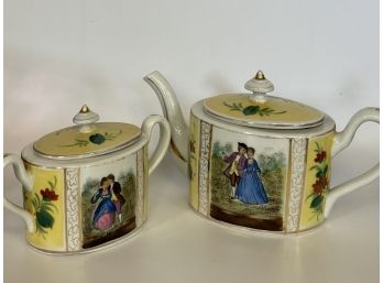 Hand Painted Meissen Style Porcelain Tea Pot And Sugar