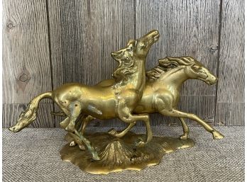 Amazing Brass Horses On A Frame