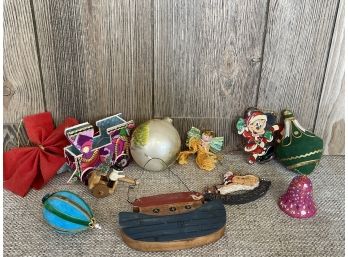 Vintage Xmas Ornaments Including Mickey Mouse