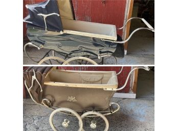 Two Antique Prams In Need Of Restoration, Including Pedigree
