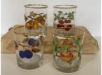 Hand Painted Evesham Glasses With Gold Toned Rim, Fantastic!