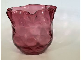 A Vintage Fenton Pink Ruffled Top Glass Bowl/vase