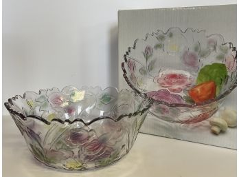 A Beautiful Glass Salad Bowl With Great Colors