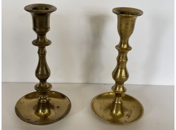 Two Brass Candlesticks, Very Similar But Not Exact Match