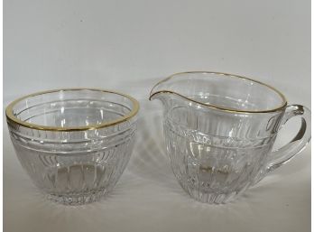 Waterford Marquis Crystal Creamer And Sugar Bowl With Gold Rim