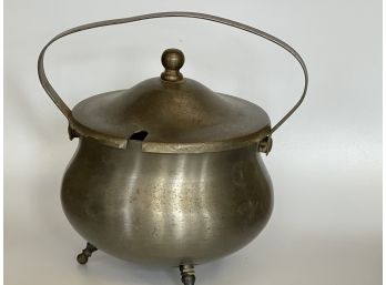 Vintage Pewter Cauldron With Lid