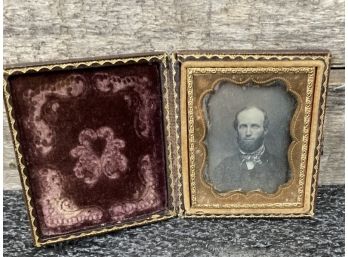 A Small Antique Ambrotype Photo In Velvet Lined Box, Very Cool!