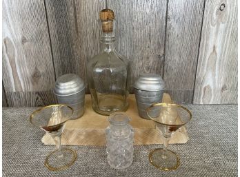A Collection Of Vintage Barware Including Measuring Cups