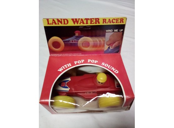 Land Water Wind Up Racer With Pop Pop Sound Vintage Toy Made In Hong Kong  C5