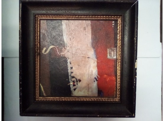 Colorful Abstract Print Collage ( Made To Look Like Oil!)  With A Heavy Deep Wood Frame  WA