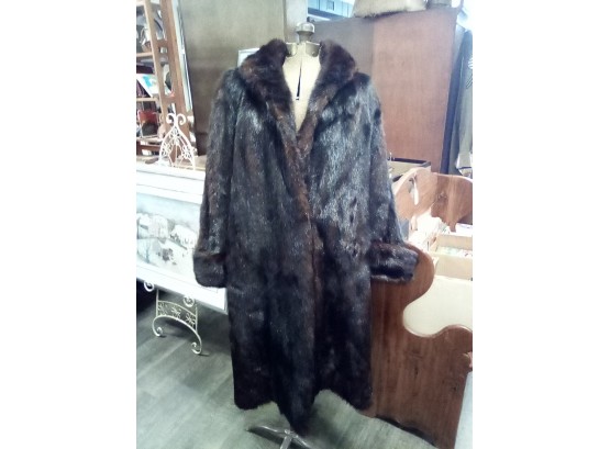 Full Length Luxury Fur Coat In Rich Reddish & Dark Brown (beaver?) Gottfried Furs, Bridgeport, CT CAVE