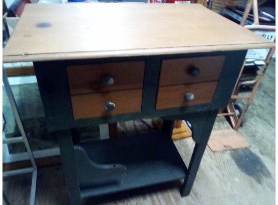 Tall Table With Roomy Drawers And Shelf Below.  Bk Offc