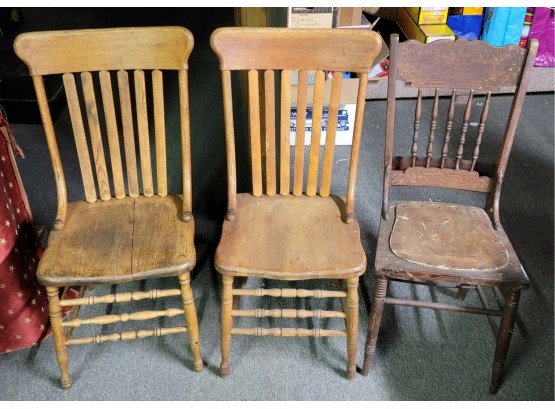 Set Of Three Vintage And Victorian Style Chairs.  CV